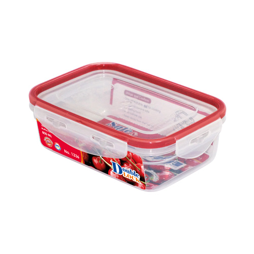Hộp đựng thực phẩm Double Lock dùng trong tủ lạnh & LVS 800ml - hcn dẹt (13x18.8x6.2cm), Mã số: JCJ-1336