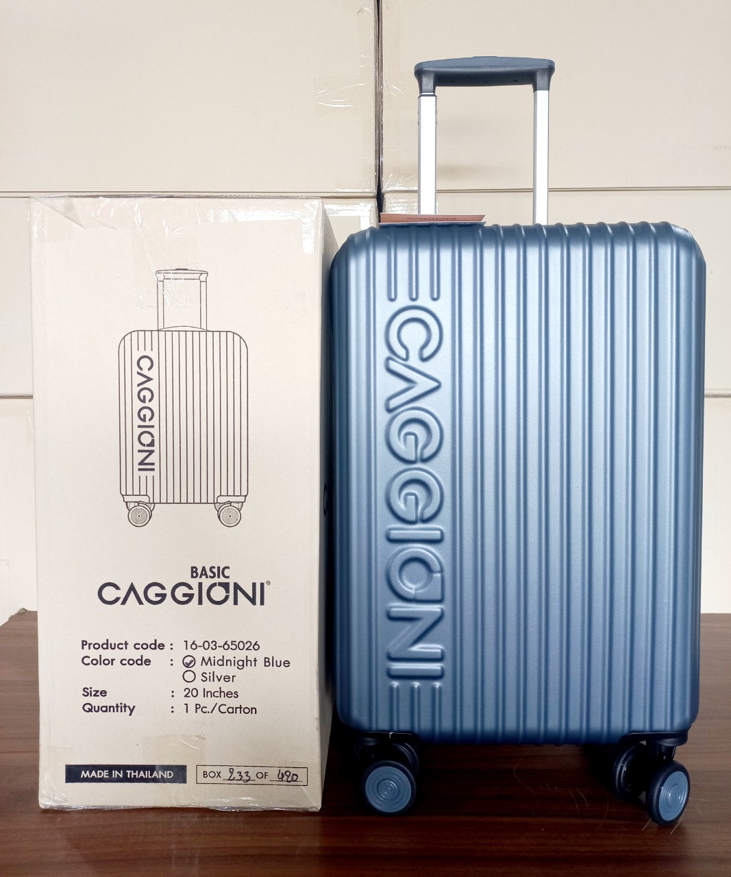 Vali Thái Lan - nhãn hiệu Caggioni (Midnight Blue - xanh đen) size: 20inch (36x23x50cm), Mã số: 65026-20MIDNIGHTBLUE