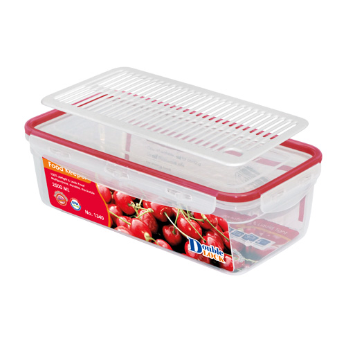 Hộp đựng thực phẩm Double Lock dùng trong tủ lạnh & LVS 2500ml (14.8x29x9.2cm), Mã số: JCJ-1340
