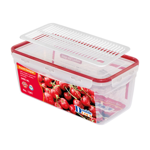 Hộp đựng thực phẩm Double Lock dùng trong tủ lạnh & LVS 3400ml - hcn (14.8x29x12cm), Mã số: JCJ-1341