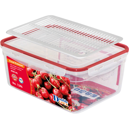 Hộp đựng thực phẩm Double Lock dùng trong tủ lạnh & LVS 4500ml - hcn (20.4x27.4x11.9cm), Mã số: JCJ-1346