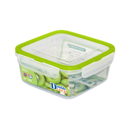 Hộp đựng thực phẩm Double Lock dùng trong tủ lạnh & LVS 850ml - vuông (15.5x15.5x7.4cm), Mã số: JCJ-1385