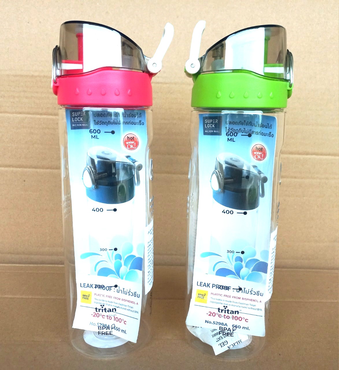 Chai đựng nước chịu nhiệt nhựa trong 720ml (7.3x25.3cm), Mã số: 5298