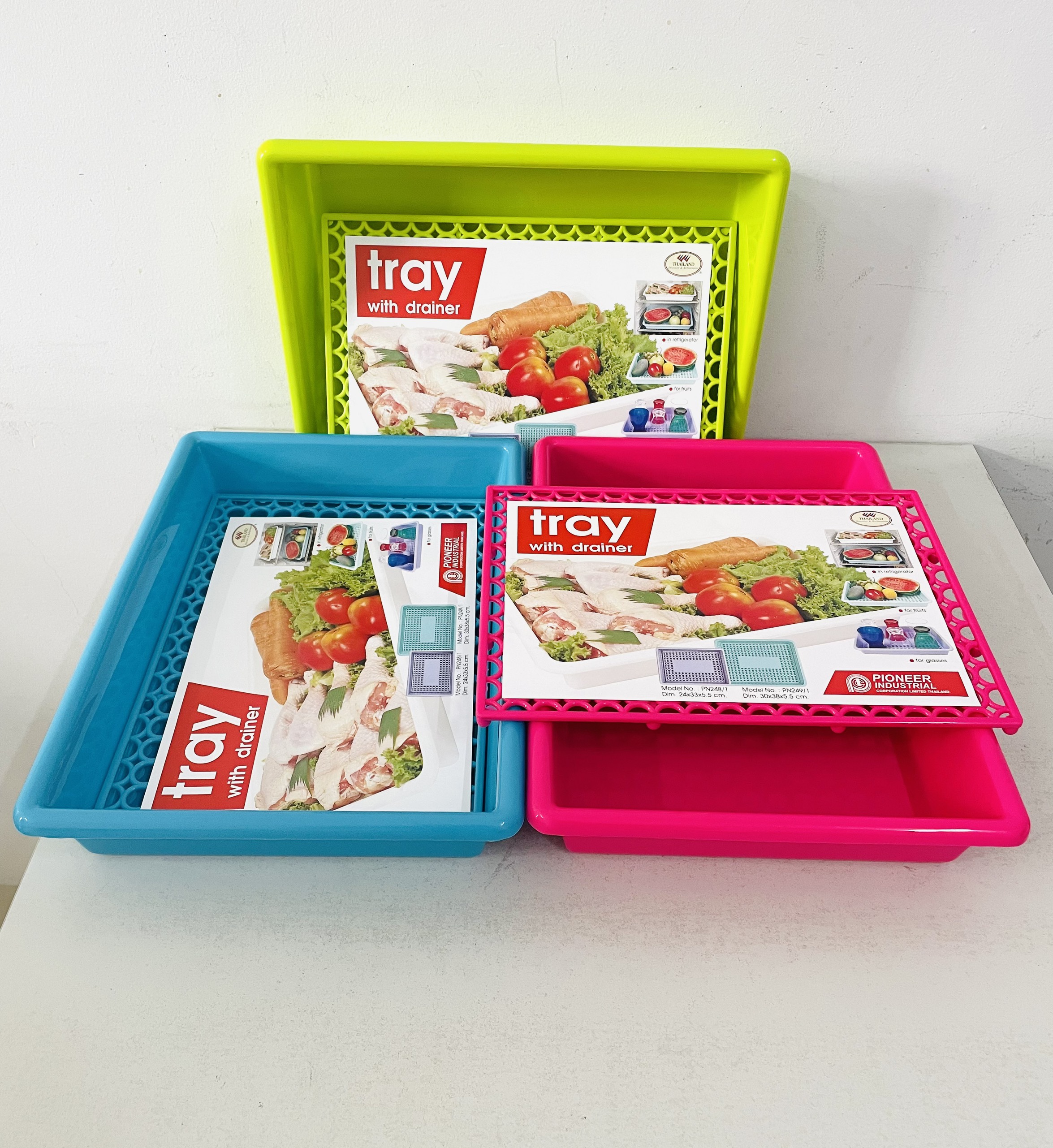 Bộ khay đựng ly tách, trái cây hình chữ nhật có lưới ráo nước (24x33cm), Mã số: PN248/1