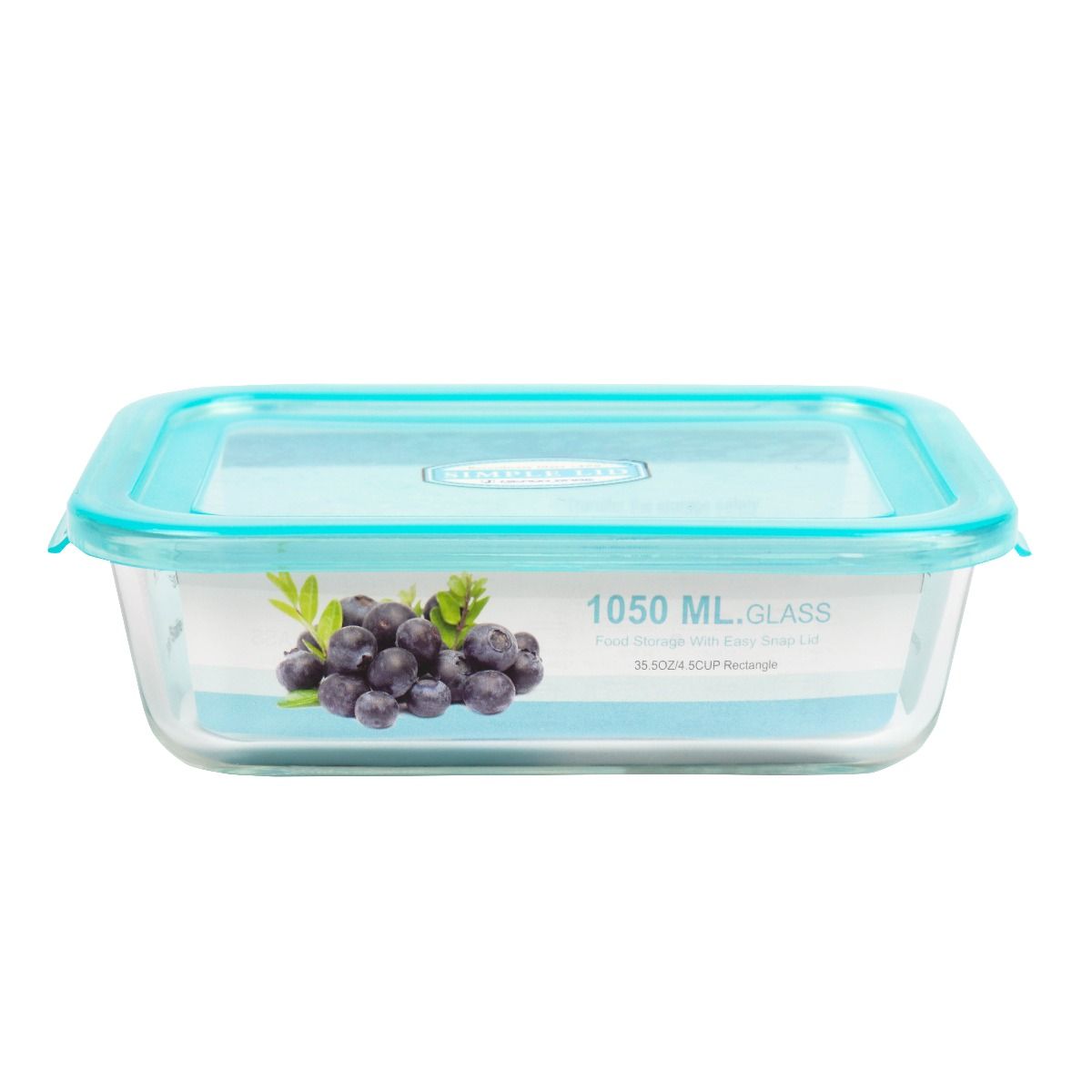 Hộp đựng thực phẩm thủy tinh dùng trong tủ lạnh & lò vi sóng 1050ml - hcn (15x22x6.2cm), Mã số 6389