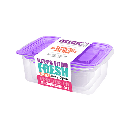Bộ hộp đựng thực phẩm 3 cái/bộ dùng trong tủ lạnh & LVS 300ml + 600ml + 1050ml hcn (13.2x20.2x7cm, Mã số: JCJ - 31329