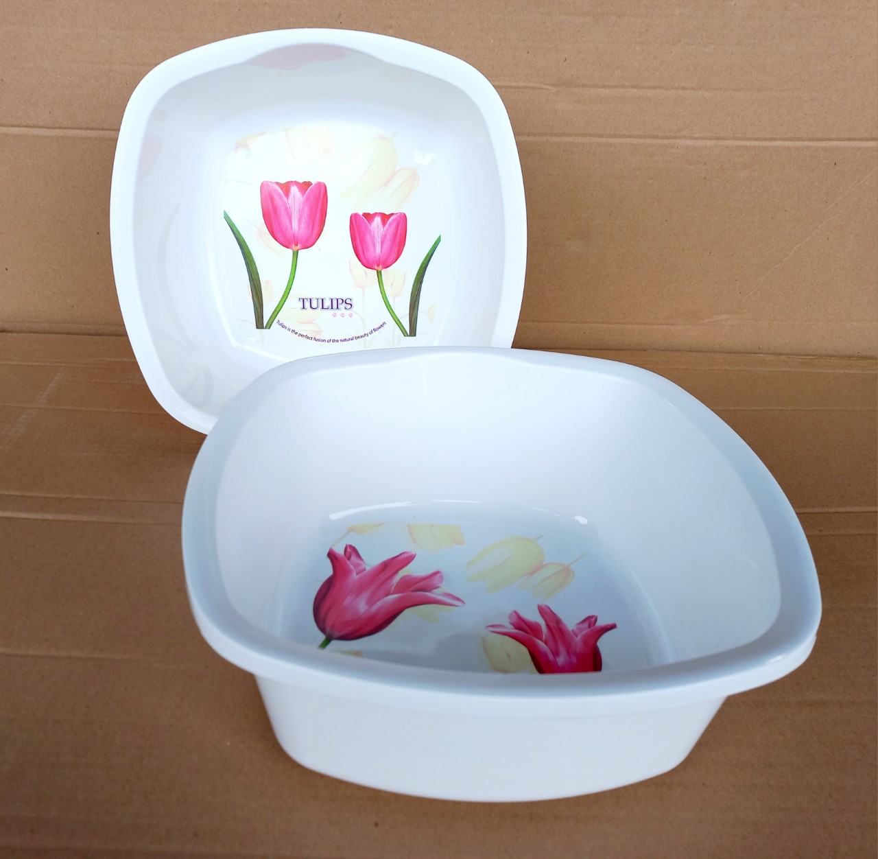 Chậu nhựa vuông 30cm hoa Tuylip (27 x 27 x 11cm), Mã số: TLSQ30CM