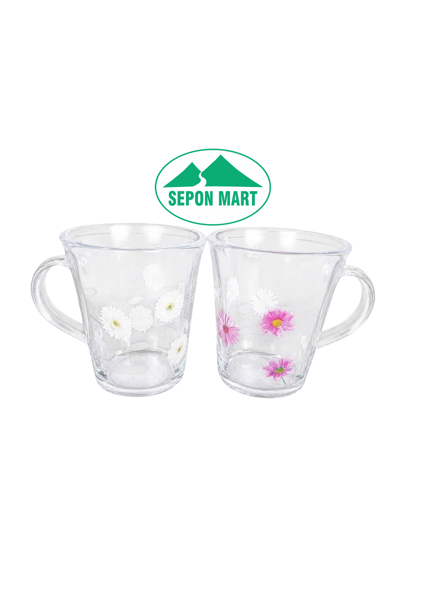 Ca uống nước nhựa trong có quai & hoa văn 300ml (8x9.5cm), mã số: PN1051WF-PS