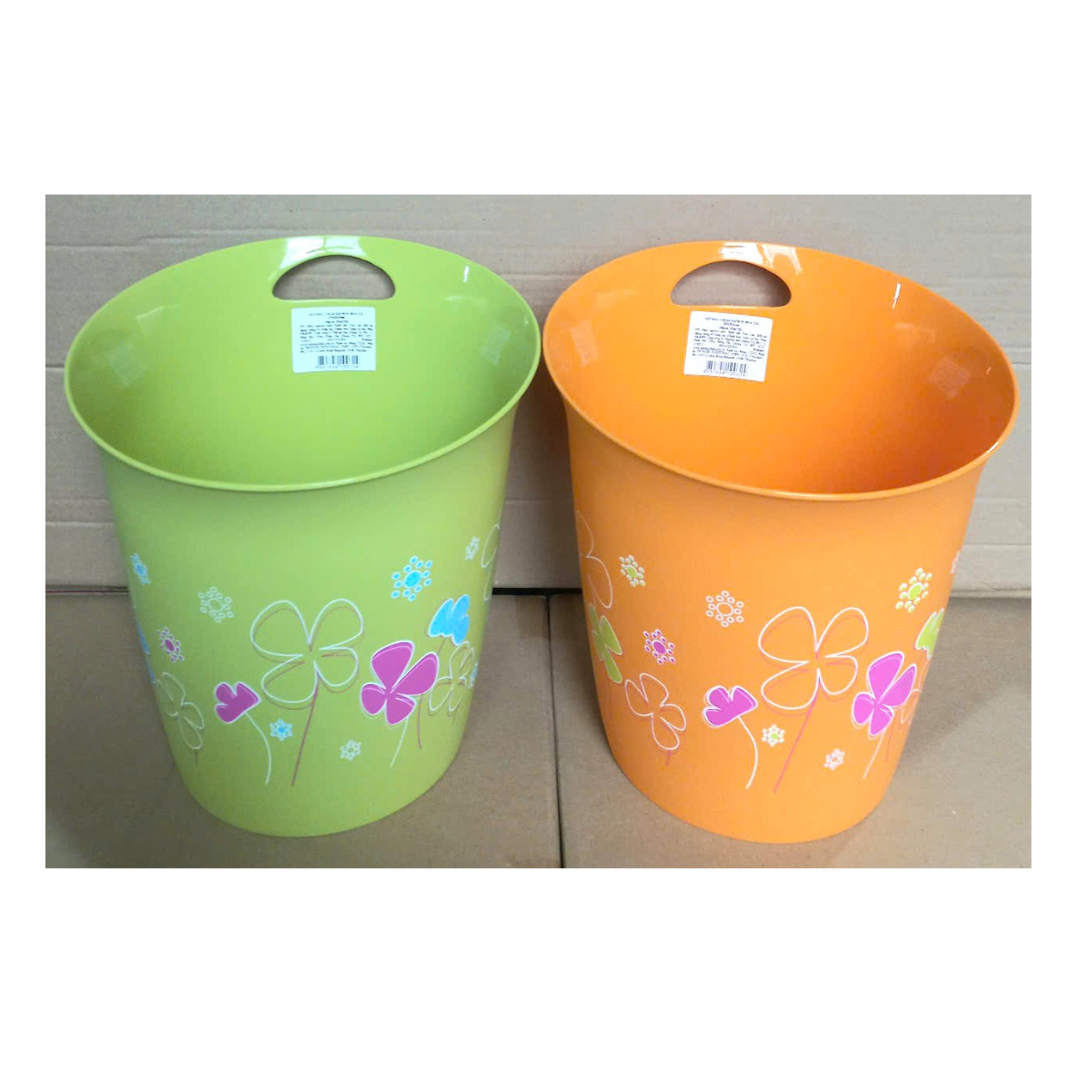 Sọt rác có quai xách & hoa văn 5.3 lít (23x25.5cm), mã số: PN677D