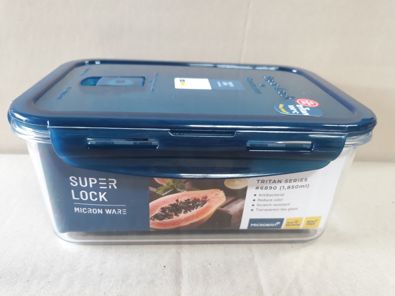 Hộp đựng thực phẩm cao cấp Tritan dùng trong tủ lạnh & LVS 1850ml - hcn (22.2x15.6x9cm), Mã số: 6890