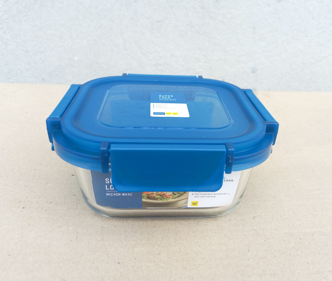 Hộp TP dùng trong tủ lạnh, lò vi sóng bằng thủy tinh, kháng khuẩn, Super lock - vuông 520ml (14.5x6.3cm) - 6217