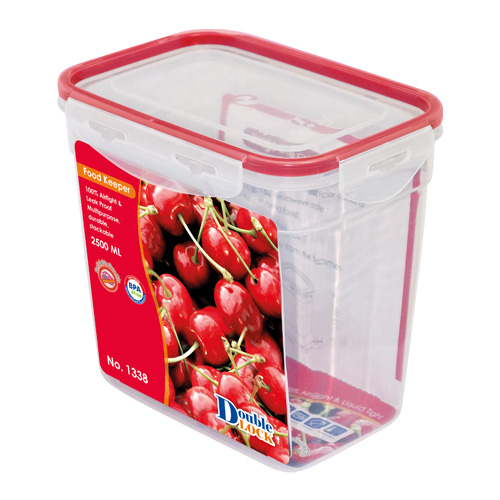 Hộp đựng thực phẩm Double Lock dùng trong tủ lạnh & LVS 2500ml - hcn cao (13x18.8x17.8cm), Mã số: JCJ-1338