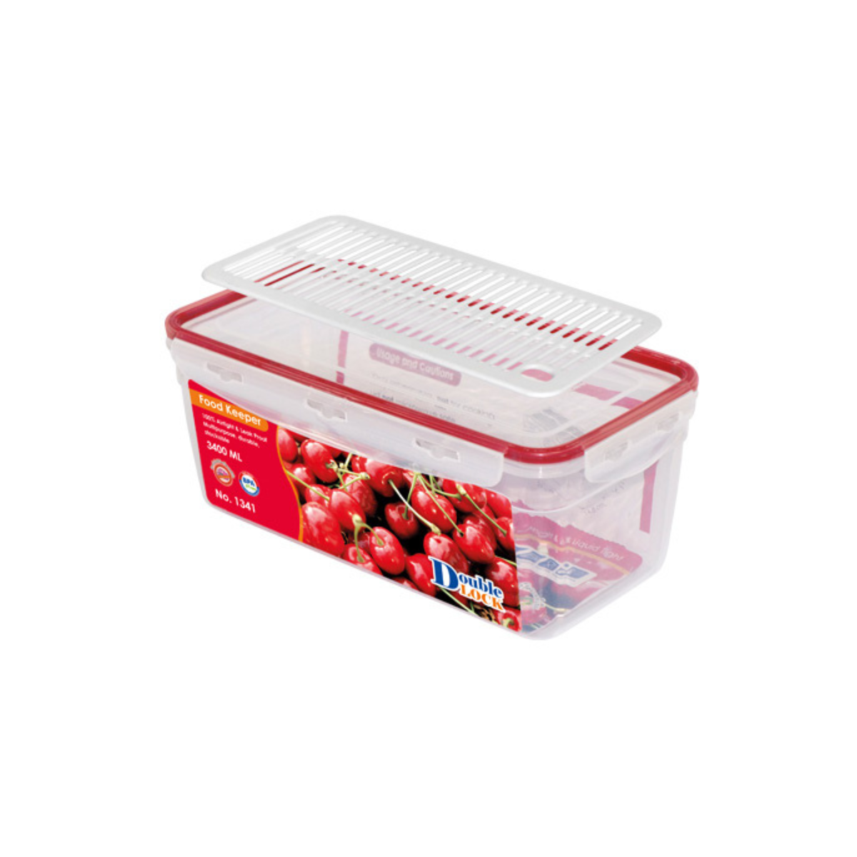 Hộp đựng thực phẩm Double Lock dùng trong tủ lạnh & LVS 3400ml - hcn (14.8x29x12cm), Mã số: JCJ-1341