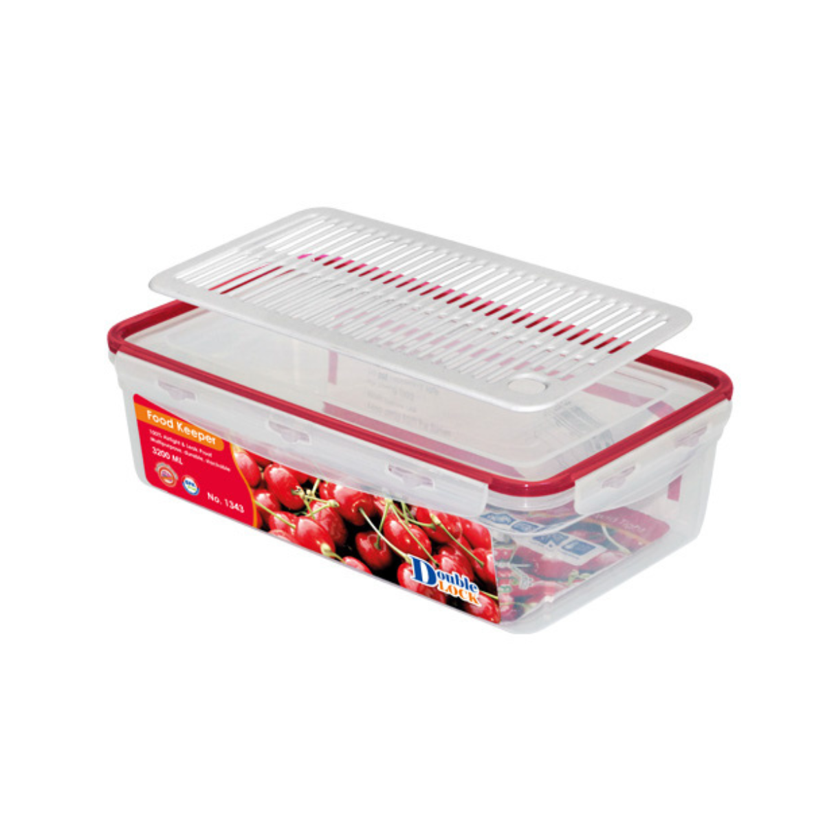 Hộp đựng thực phẩm Double Lock dùng trong tủ lạnh & LVS 3600ml - hcn dẹt (18.3x30.3x9cm), Mã số: JCJ-1343