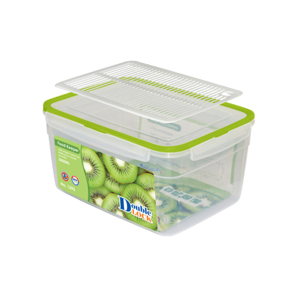 Hộp đựng thực phẩm Double Lock dùng trong tủ lạnh & LVS 5500ml - hcn (20.5x26.8x13.5cm), Mã số: JCJ-1395
