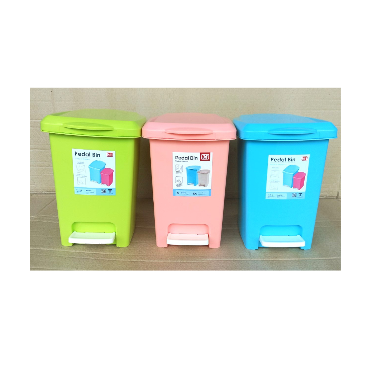 Thùng rác 2 lớp 5 lít có bàn đạp (23x27.5x29cm), Mã số: JCJ - 2142