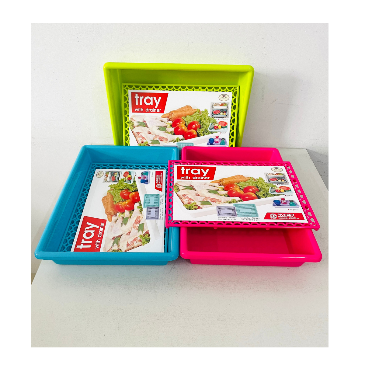 Bộ khay đựng ly tách, trái cây hình chữ nhật có lưới ráo nước (24x33cm), Mã số: PN248/1