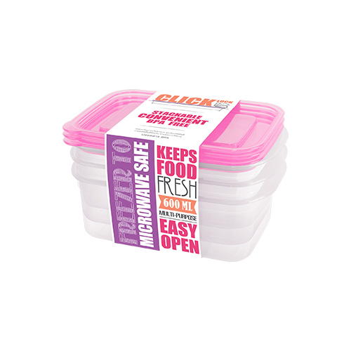 Bộ hộp đựng thực phẩm 3 cái /bộ dùng trong tủ lạnh & LVS 600ml - hcn (11.2x17x10cm), mã số: JCJ-31325