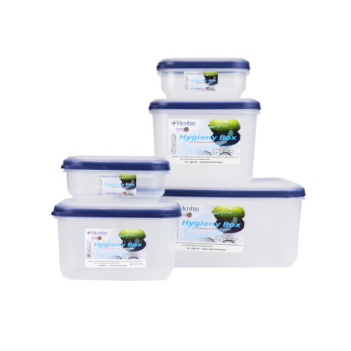 Bộ hộp đựng thực phẩm kháng khuẩn dùng trong tủ lạnh & LVS (5 cái /bộ), Mã số: DW5038S