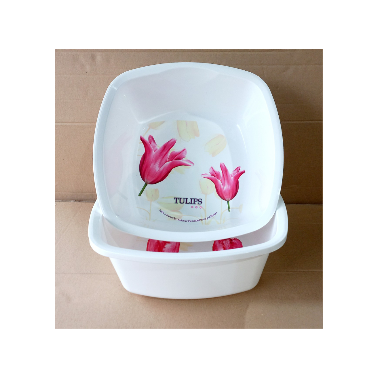 Chậu nhựa vuông 35cm hoa Tuylip (30x30x12cm), Mã số: TLSQ35CM